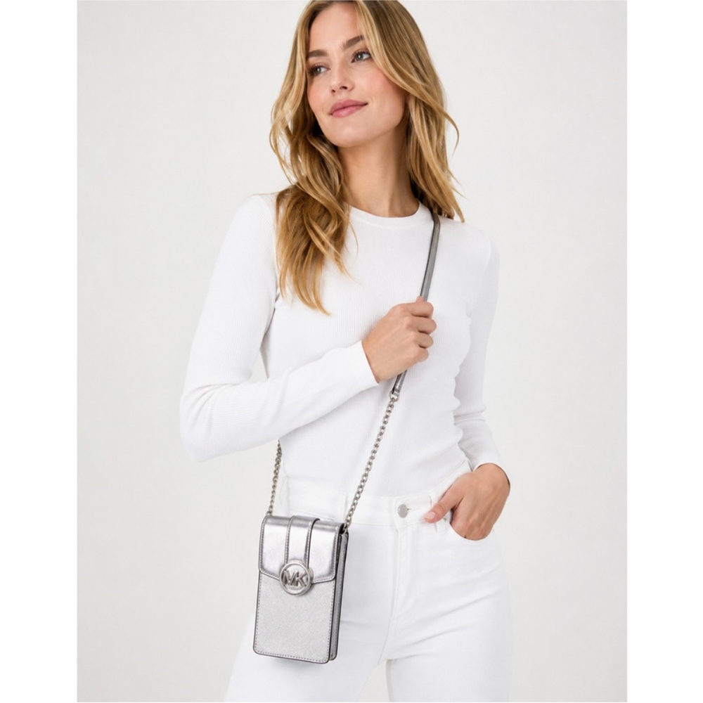 Michael Kors Silver Crossbody Phone Bag